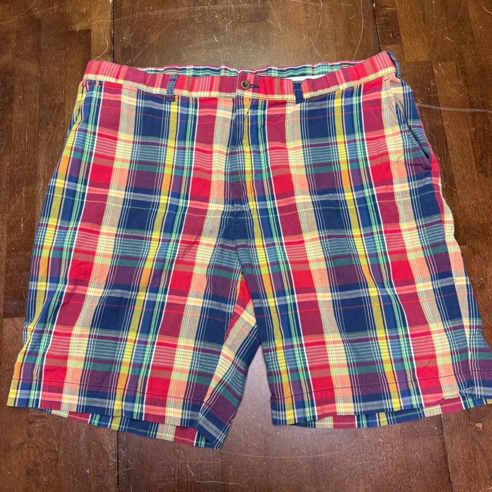 Polo Ralph Lauren Shorts Mens 44B Multi Color Madras Plaid Cotton Flat Front